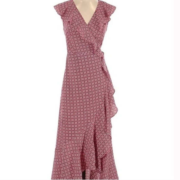 Max Studios Wrap Dress Ruffled Frills Figure Flattering Gorgeous for Spring Med - Picture 2 of 14